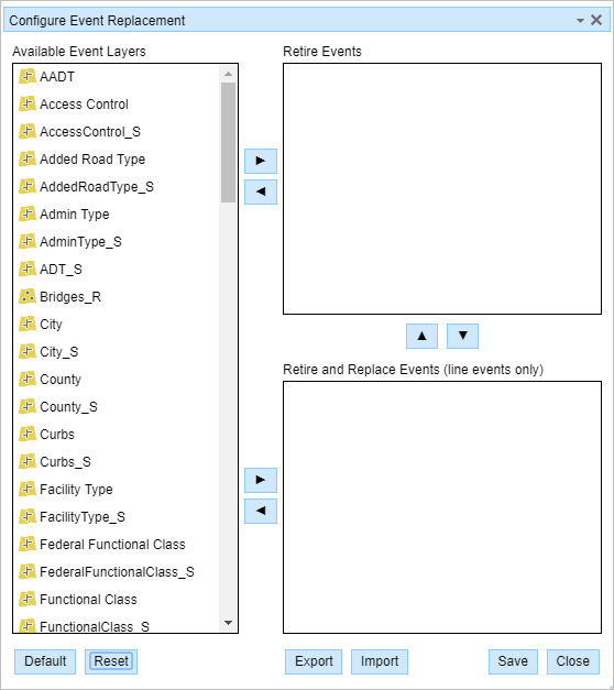 Opening the Configure Event Replacement widget Opening the Configure Event Replacement widget