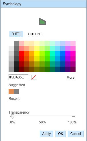 Symbology editor for a polygon layer Symbology editor for a polygon layer