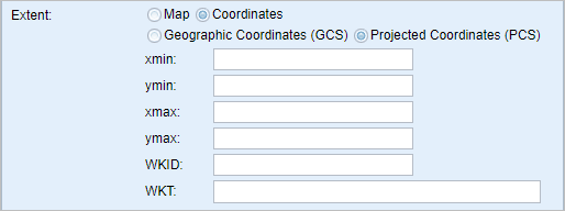 Extent section, GCS options Extent section, GCS options